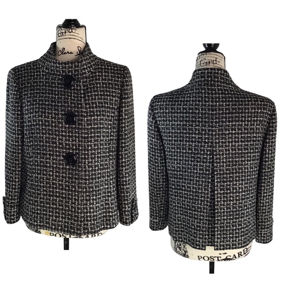 TAHARI - Tweed Blazer + Dress Pant Fully Lined, 8P, Black & White - Picture 16 of 16